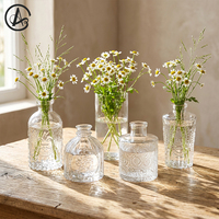 Vase en verre transparent de style baroque ARM LVG, centre de table antique, flacons de parfum en verre, vase à fleurs en cristal transparent gaufré