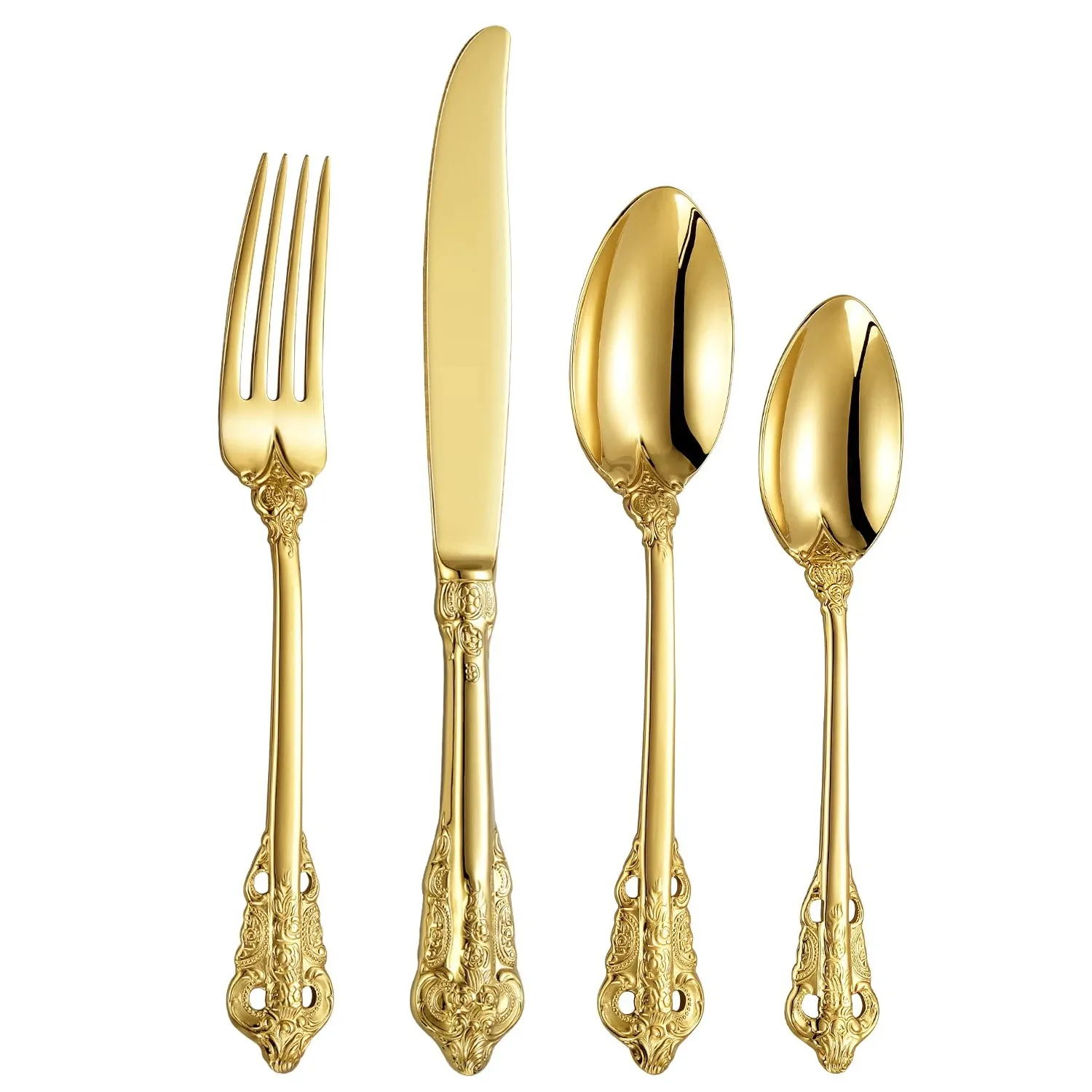 Wedding Cutlery Set Luxury Baroque Spoon Stainless Steel Golden Spoon Juego De Cubiertos