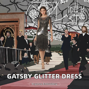 Elegant Women's Casual Party Glitter Embroidered Tassel Vintage Gatsby <b>Flapper</b> Sequin Mini <b>Dress</b> Natural Waist Eco-Friendly - Product Image 2