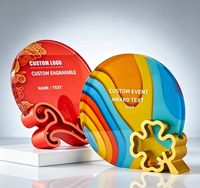 Plaque de récompense personnalisée en cristal K9 rond avec support en alliage d'aluminium, trophée en cristal imprimé en couleur UV pour souvenir d'entreprise