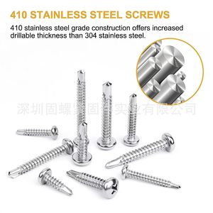 415Pcs 410 Stainless Steel Phillips Head Self <b>Drilling</b> Screws Set In Tool Case For Standard Use - Product Image 3