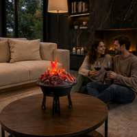 Lampe de table décorative autoportante à LED effet flamme de charbon de bois simulée pour des espaces intérieurs chaleureux