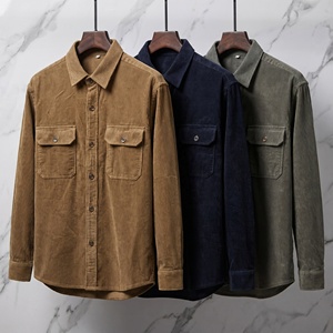 <span class=keywords><strong>Camicia</strong></span> Executive in Corduroy Pesante 300G per <span class=keywords><strong>Uomo</strong></span>, 100% Cotone, Stile Vintage Casual con Doppia Tasca sul Petto, Abbigliamento da Lavoro - Product Image 3