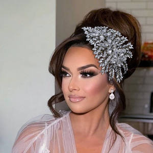 Romantico argento cristallo lucido <span class=keywords><strong>treccia</strong></span> copricapo gioielli <span class=keywords><strong>per</strong></span> capelli Clip <span class=keywords><strong>laterale</strong></span> fascia da sposa - Product Image 3