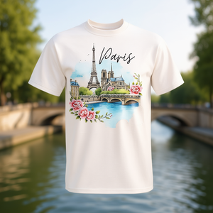 T-shirt souvenir aquarelle Paris France, taille adulte unisexe - Product Image 3