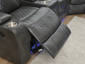 Smart Corner Leather Recliner Power Sofa Set with <b>LED</b> & <b>Speaker</b> Sectional Wood & Sponge-Filled for Living Room Furniture - Product Image 5