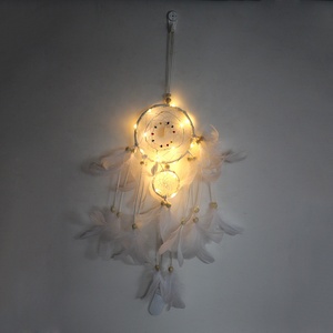 <span class=keywords><strong>Attrape</strong></span>-rêve en plumes rose avec LED, nouveau Design, fait à la main, avec éclairage, 50-11cm - Product Image 4