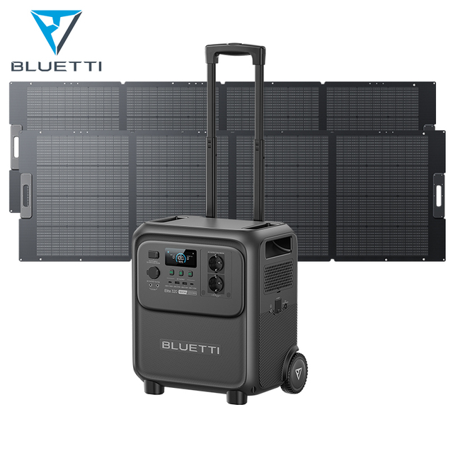 BLUETTI Elite 320 Wheeled Solar Generator 3200Wh Portable Power Station LiFePO4 Battery 1800W Inverter MPPT 1000W Solar Input