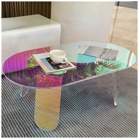 Table d'appoint ronde en acrylique colorée, table basse irisée transparente pour salon et chambre