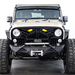 Nueva Parrilla Delantera Estilo Imperio en Negro Mate OEM ODM con Luces Indicadoras Ámbar 2007-2018 para Wrangler JK, Accesorios Exteriores para Automóviles - Product Image 4