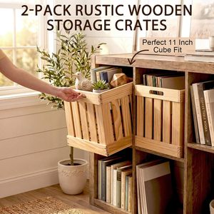 Wooden Storage Box Rectangular Solid Wood Desktop Organizer For Home Storage Books <b>Vegetables</b> Fruit 0L-5L Capacity - Product Image 4