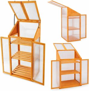 <span class=keywords><strong>Mini</strong></span> <span class=keywords><strong>serre</strong></span> en bois et métal de qualité supérieure SHUNDA |   <span class=keywords><strong>Serre</strong></span> à trois niveaux avec toit réglable et portes verrouillables |   Polycarbonate résistant aux UV - Product Image 5