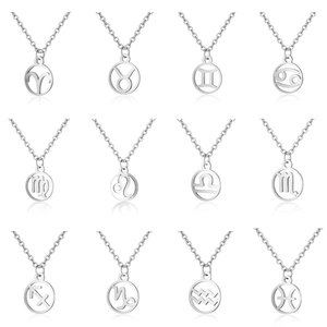 Bijoux creux ronds en acier inoxydable pour femmes Collier pendentif signe du zodiaque en argent douze scorpions - Product Image 3