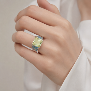 Anello con pietra blu quadrata, design personalizzato e accessori alla moda per l'uso quotidiano - Product Image 2