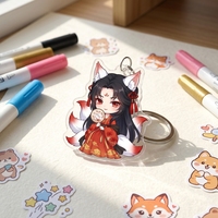 Vente en gros porte-clés personnalisé en acrylique transparent double face imprimé UV dessin animé logo humanoïde léger bricolage breloques pour