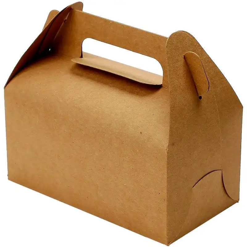 Anse en carton kraft personnalisable, logo sur mesure pour gâteau, petit déjeuner, respectueux de l'environnement, emballage cadeau, 50 pièces
