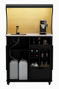 Gabinetes de Comedor Modernos Negros OLLY para Sala de Estar, Puerta Corredera, <span class=keywords><strong>2</strong></span> Cajones, 5+ Compartimentos, Panel Trasero Curvo de Melamina, Garantía de 5 Años - Product Image 3