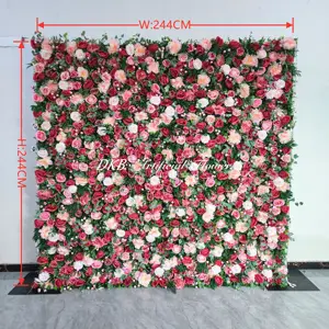 2024 Artificial Flower Factory Hot Selling High Quality Pink Red Rose 5d Party Wall Backdrop Decorations For Wedding