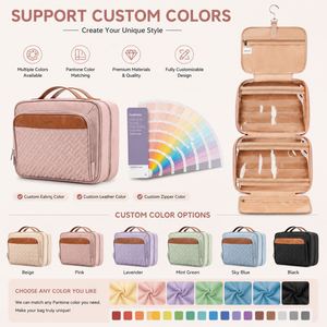 Sac de toilette de voyage pour femmes, sac de rangement pour maquillage extra large, sac cosmétique imperméable avec compartiment à bijoux, sangle pour valise - Product Image 4