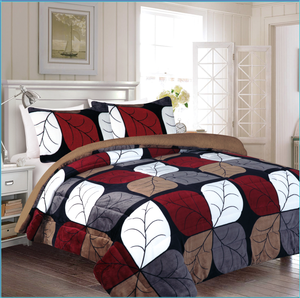 Cheap Fluffy <strong>Fleece</strong> Wedding Comforter Sets 3 PCS King Size <strong>Bedding</strong> with Floral and Plant Patterns Borrego Decorations - Product Image 4