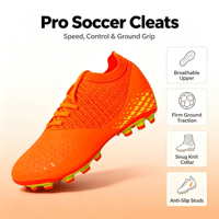 Chaussures de football MG 2026 en similicuir, semelle extérieure en caoutchouc antidérapante, conception de blocage de talon, unisexe, hiver/été, prêtes pour le dropshipping, certifiées SGS