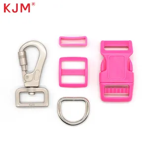 Pet Collar Pom Multicolored Recycled Dog Collar Plastic Quick Release Buckle And D Ring Snap Hook For Dog Collar