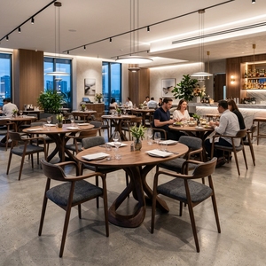 เก้าอี้ร้านอาหาร J2S สไตล์โมเดิร์นมินิมอล หุ้มหนัง PU <span class=keywords><strong>ขา</strong></span>ไม้จริง สำหรับร้านกาแฟและเลานจ์ - Product Image 1