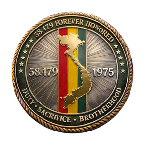 Pièce commémorative en métal « 58 479 pour toujours honorés » – Carte du <span class=keywords><strong>Vietnam</strong></span>, Sacrifice et Fraternité – Cadeau souvenir à thème - Product Image 3