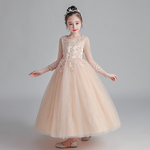 Robe de princesse en gaze moelleuse à manches longues pour filles, collection 2026, vente en gros personnalisée, robe de performance pour enfants - Product Image 6