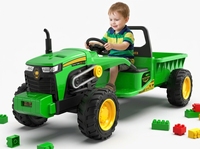 Tracteur électrique 24V à 4 roues pour enfants avec remorque, chargeur, lumières de travail et musique MP3