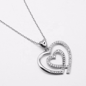 <span class=keywords><strong>Je</strong></span> <span class=keywords><strong>T</strong></span>'aime à la Lune et Retour Collier Coeur En Cristal De Mode Bijoux Nouveau 925 En Argent Sterling Bijoux CYD064 - Product Image 2