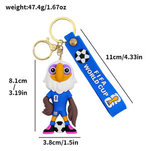 Porte-clés 3D en silicone, figurine mascotte de football <span class=keywords><strong>Coupe</strong></span> <span class=keywords><strong>du</strong></span> <span class=keywords><strong>Monde</strong></span> 2026, breloque de chaussure de dessin animé, pendentif de sac à dos, cadeau pour voiture, DIY - Product Image 5