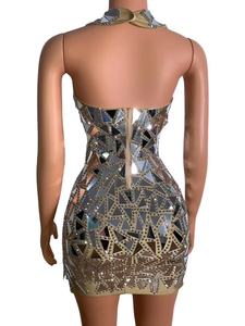 2022 donna all'ingrosso Sexy senza maniche taglio basso danza regina Mini abiti da sera con paillettes con Glitter - Product Image 4