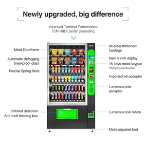 TCN Black Customized Machine Vending Drink And Snack Vending Machine With Keyboard