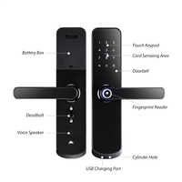 Cerradura Inteligente para Puerta de Apartamento con Huella Dactilar Biométrica, Aleación de Aluminio, Puerta de Madera, Aplicación Tuya y Wi-Fi