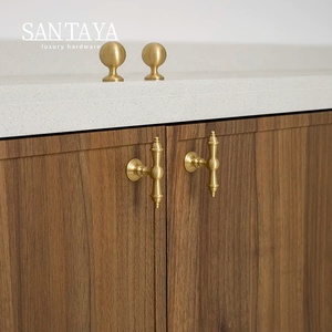 Santaya 真鍮製ハンドル ソリッドブラッシュ仕上げ キッチンキャビネット ワードローブ用 引き出しノブ 家具用取っ手 - Product Image 4