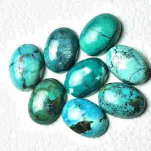 Lote de piedras preciosas sueltas ovaladas turquesas tibetanas naturales pulidas sin tratar para hacer joyas de piedras preciosas calibradas al por mayor - Product Image 1
