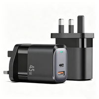 Chargeur GaN 65W, charge rapide PD3.0, adaptateur de voyage USB C EU, chargeur mural portable pour ordinateur portable, téléphone, tablette