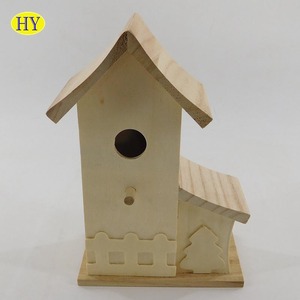 Barato al por mayor de madera sin terminar Casa de pájaro jaula de pájaro - Product Image 5