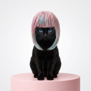Perruques pour animaux de compagnie en fibres synthétiques personnalisées HLC pour Halloween, Noël et les événements festifs, perruques longues pour chats et chiens - Product Image 2