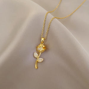 Collar con colgante de moda de hierba de tulipán para hombres y mujeres Venta caliente de acero de titanio de moda - Product Image 3