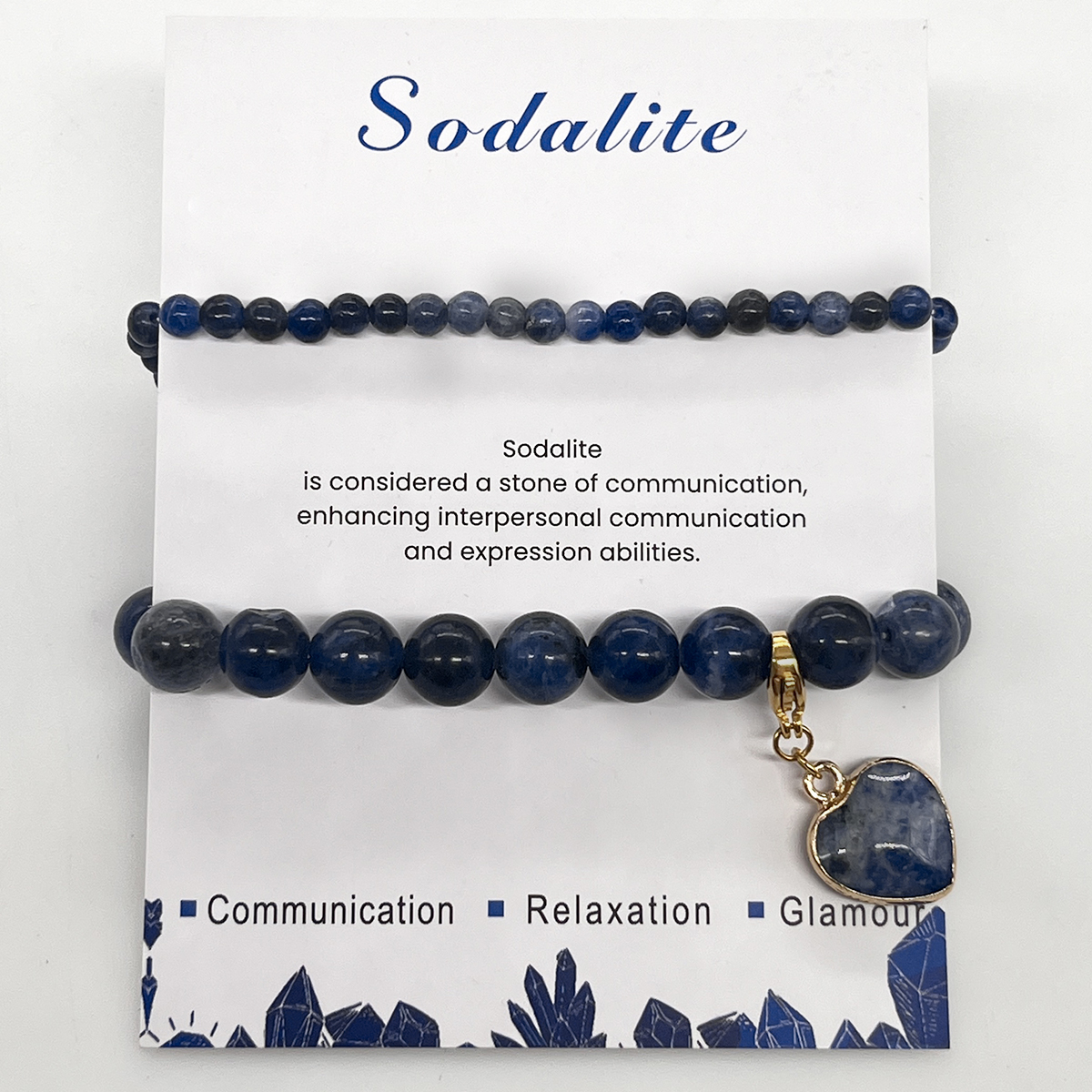 Bracelet en sodalite, 2 pièces/ensemble