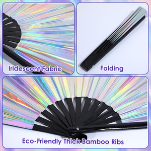 Lớn Có Thể Gập Lại UV Glow Rave Nhảy Múa Quạt Tre Tình Yêu Phong Cách Gấp Quạt Tay Cho Âm Nhạc Lễ Hội - Product Image 4