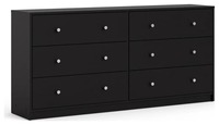 Design contemporain sophistiqué noir 4 pièces ensembles de chambre à coucher meubles avec 6 tiroirs double commode 3 tiroirs coffre 2 tables de chevet