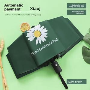 Parapluie automatique en plastique pour adultes, parapluie soleil et pluie, imprimé de petites marguerites - Product Image 2