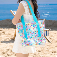 Sacs de natation en PVC transparent personnalisés à grande capacité, avec motif de dessin animé, laser, séparation sec/humide, sacs fourre-tout en PVC, sac de plage