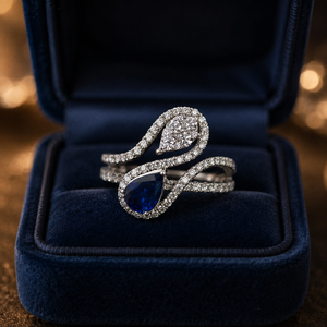 Anello con Zircone Blu a Goccia per Uomo e Donna, Gioiello da Dito alla Moda - Product Image 6