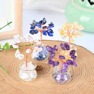 Árbol de Cristal de Cuarzo Natural al por Mayor, Artesanía de Piedra Curativa, Botellas de Vidrio con Grava de Cuarzo, Árbol del Dinero de Cristal para Decoración del Hogar - Product Image 6