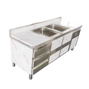 Évier de cuisine commercial VICTORY KITCHEN en acier inoxydable, simple bac carré, design industriel, à poser sur plan de travail, sans robinet - Product Image 1