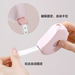 Cinta métrica suave de dibujos animados de 145 cm, regla magnética 3D automática retráctil para medir la cintura, diseño de oso, color rosa melocotón - Product Image 4